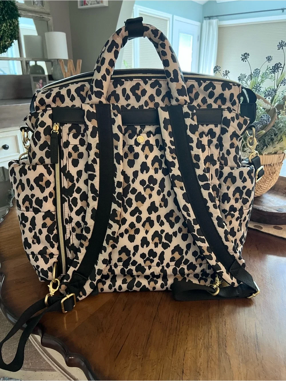 Itzy Ritzy Convertible Backpack Leopard Baby Diaper Bag